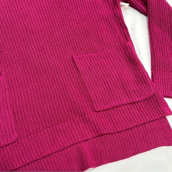NWOT Melloday Fuschia Two Pocket Pullover Knit Hi Low Sweater - Picture 3 of 9